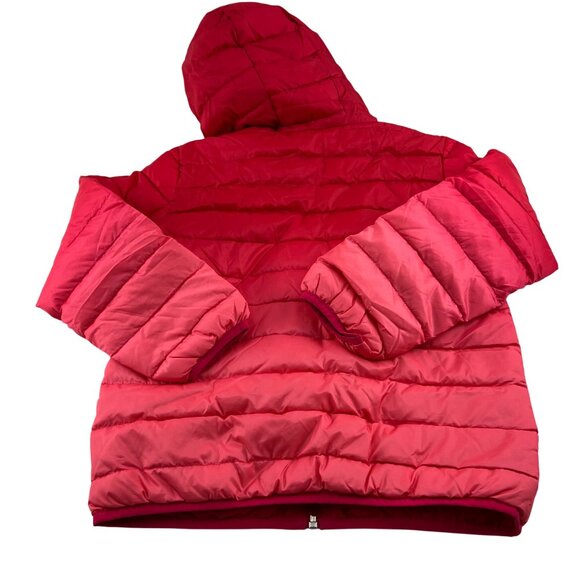 Eddie Bauer Kids Girls M 10/12 Pink Coral Down Puffer Jacket Reversible Hooded - Picture 6 of 10